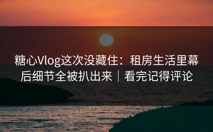 糖心Vlog这次没藏住：租房生活里幕后细节全被扒出来｜看完记得评论  第1张