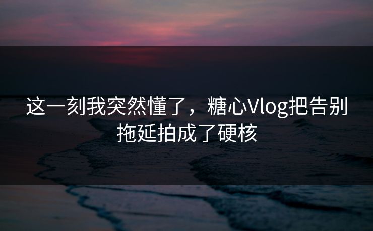这一刻我突然懂了，糖心Vlog把告别拖延拍成了硬核  第1张