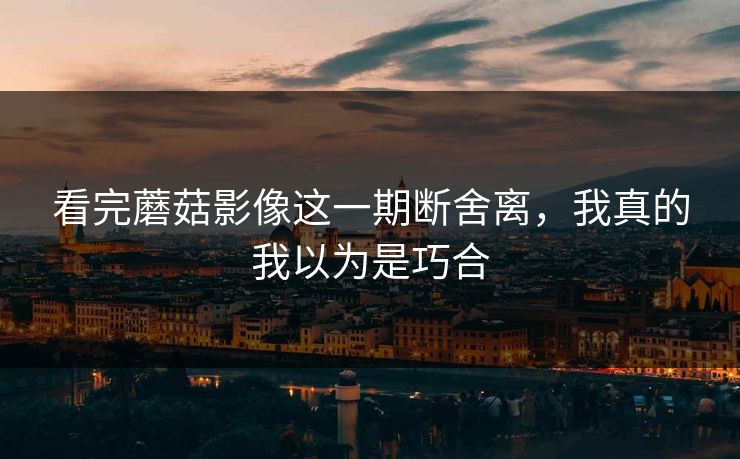 看完蘑菇影像这一期断舍离，我真的我以为是巧合  第1张