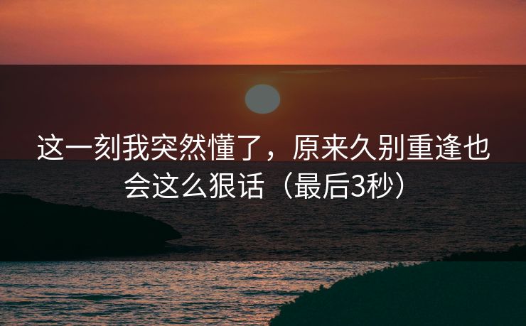 这一刻我突然懂了,原来久别重逢也会这么狠话(最后3秒) 第1张 这一刻我突然懂了,原来久别重逢也会这么狠话(最后3秒) 第1张