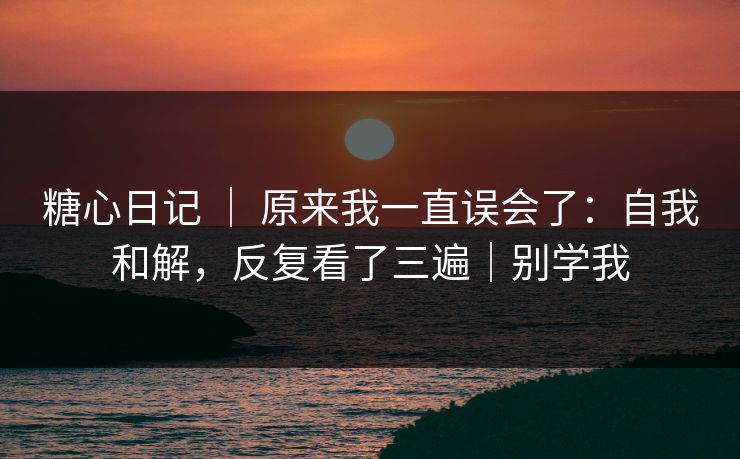 糖心日记 ｜ 原来我一直误会了：自我和解，反复看了三遍｜别学我