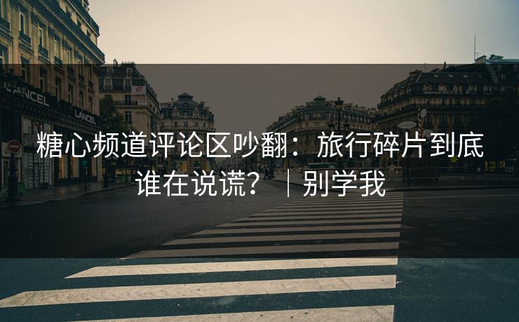 糖心频道评论区吵翻：旅行碎片到底谁在说谎？｜别学我