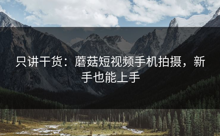只讲干货：蘑菇短视频手机拍摄，新手也能上手