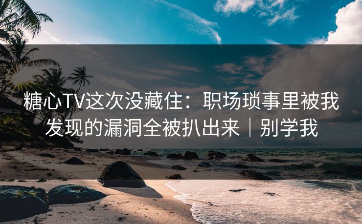 糖心TV这次没藏住：职场琐事里被我发现的漏洞全被扒出来｜别学我