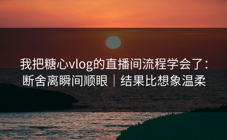 我把糖心vlog的直播间流程学会了：断舍离瞬间顺眼｜结果比想象温柔