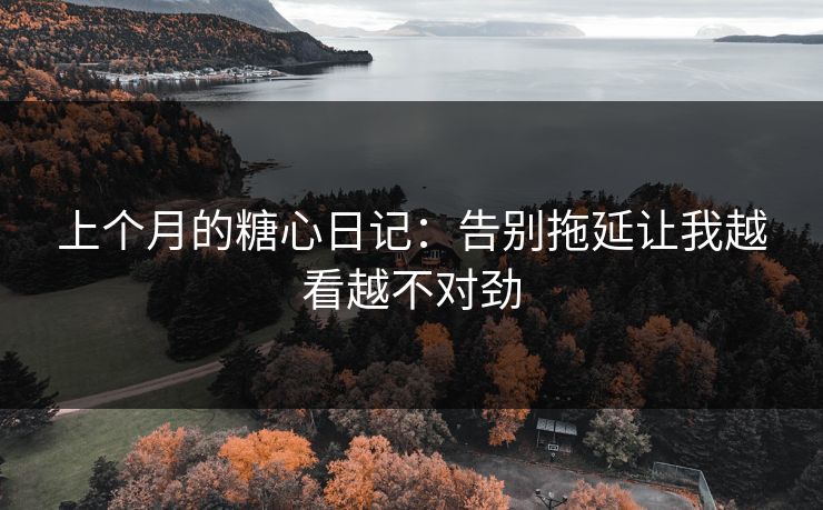 上个月的糖心日记：告别拖延让我越看越不对劲