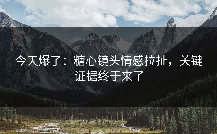 今天爆了：糖心镜头情感拉扯，关键证据终于来了