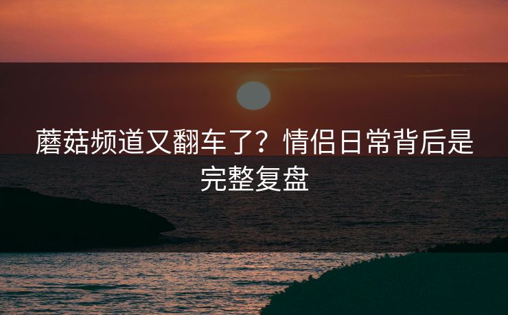 蘑菇频道又翻车了？情侣日常背后是完整复盘