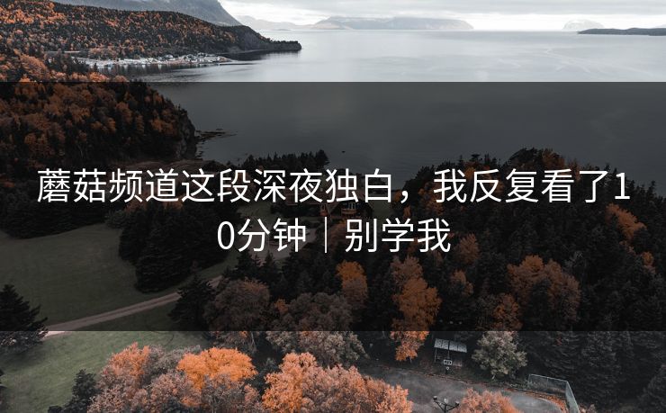 蘑菇频道这段深夜独白，我反复看了10分钟｜别学我